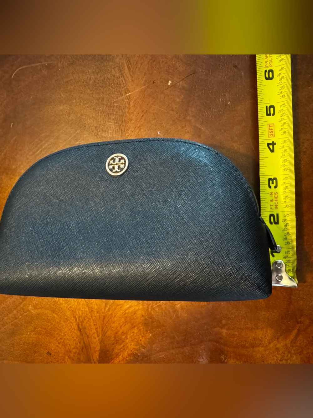 Tory Burch Black Saffiano Leather Cosmetic Pouch / Makeup Bag - Picture 6 of 7